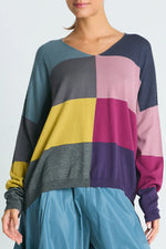 Planet Patchwork V Neck Sweater