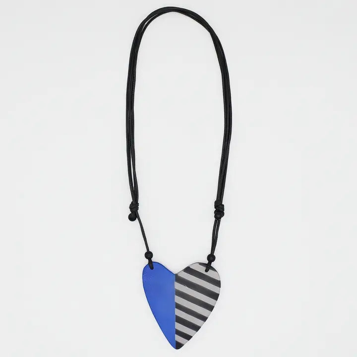 Blue and Black Anastasia Heart Pendant