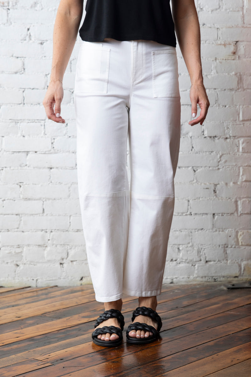 Olivia Modern Stretch Barrel Leg Pant in White