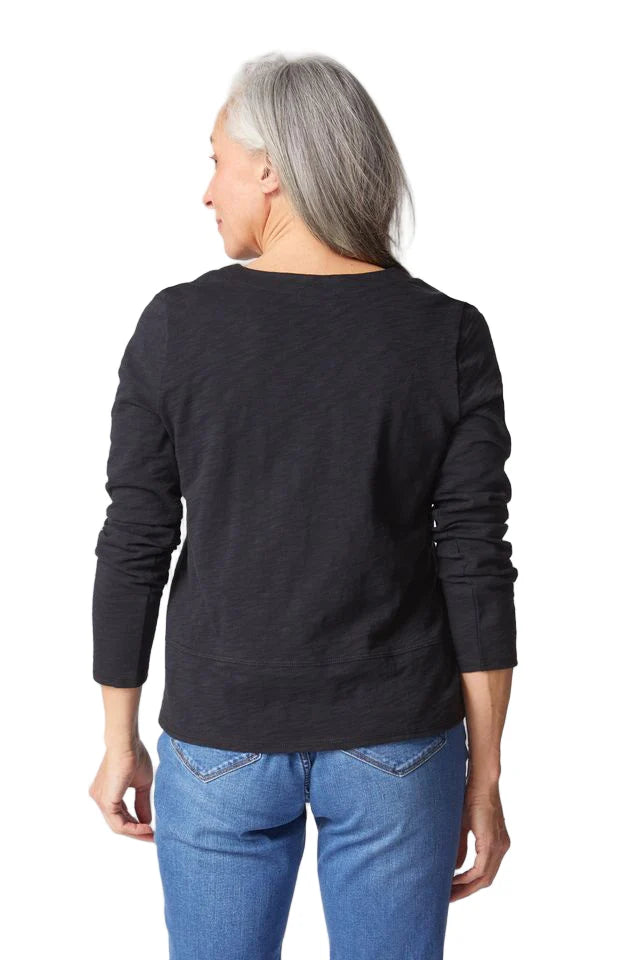 Habitat Cotton Pebble Seamer Long Sleeve Tee in Black - Harper Greer