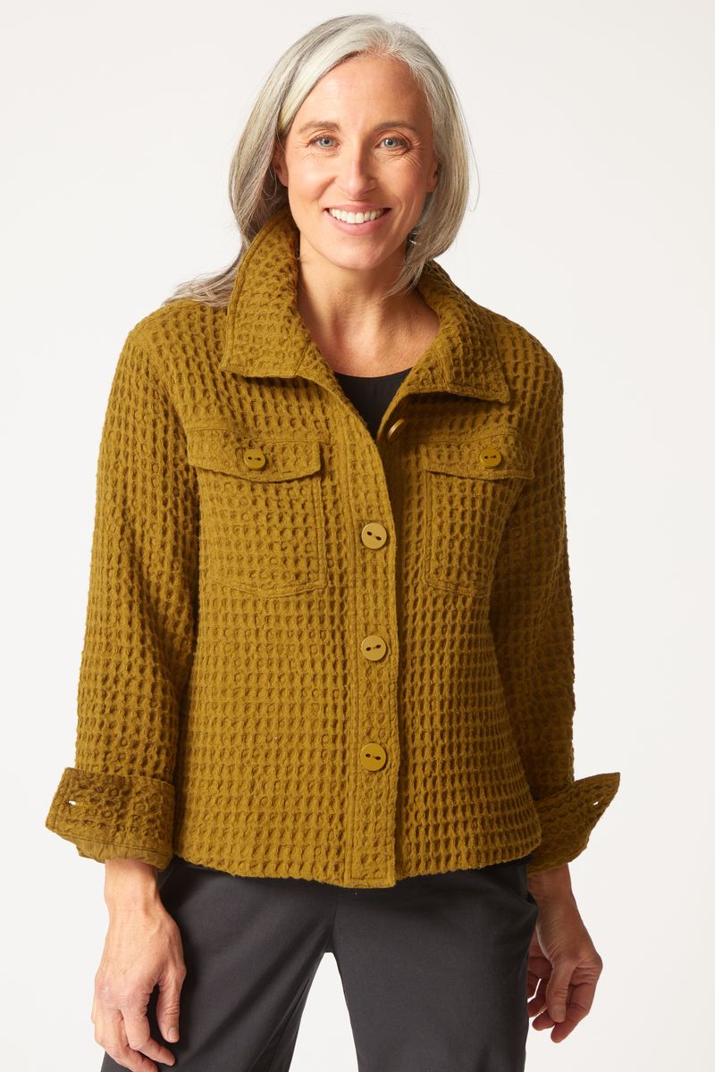Habitat Washed Honeycomb Shacket in Avocado