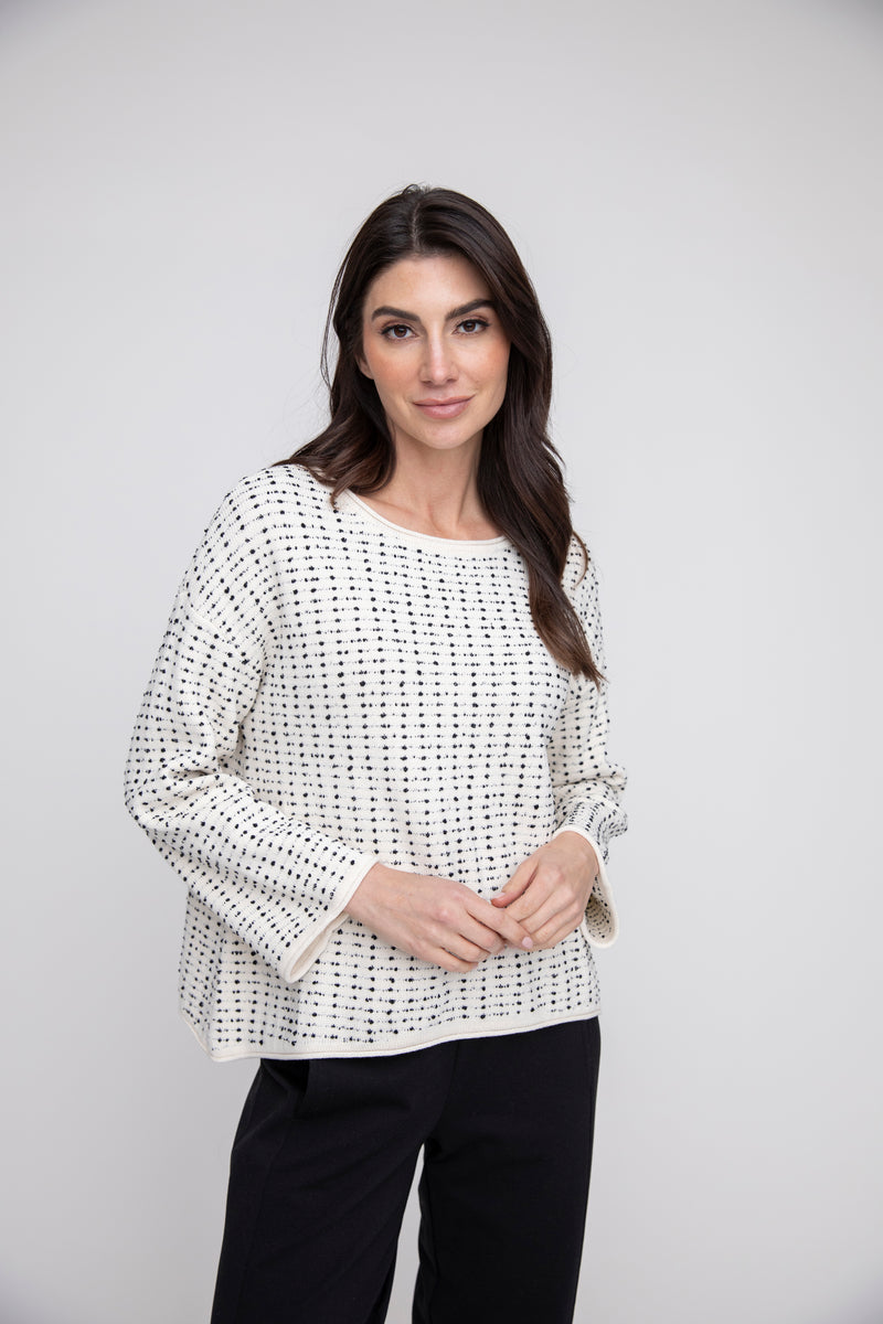 Liv by Habitat  Textured Dots Pullover in Winter White