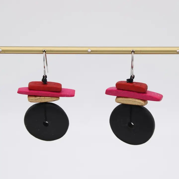 Sabrina Red and Black Earrings