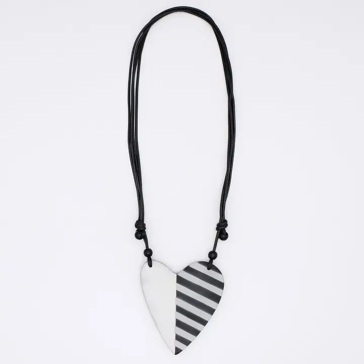 Silver and Black Anastasia Heart Pendant