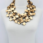 Jianhui London Recycled Wood Squares Necklace in Gold