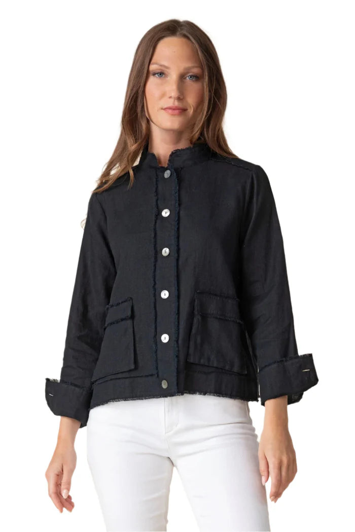 Habitat Linen Solid Summer Breeze Jacket in Black