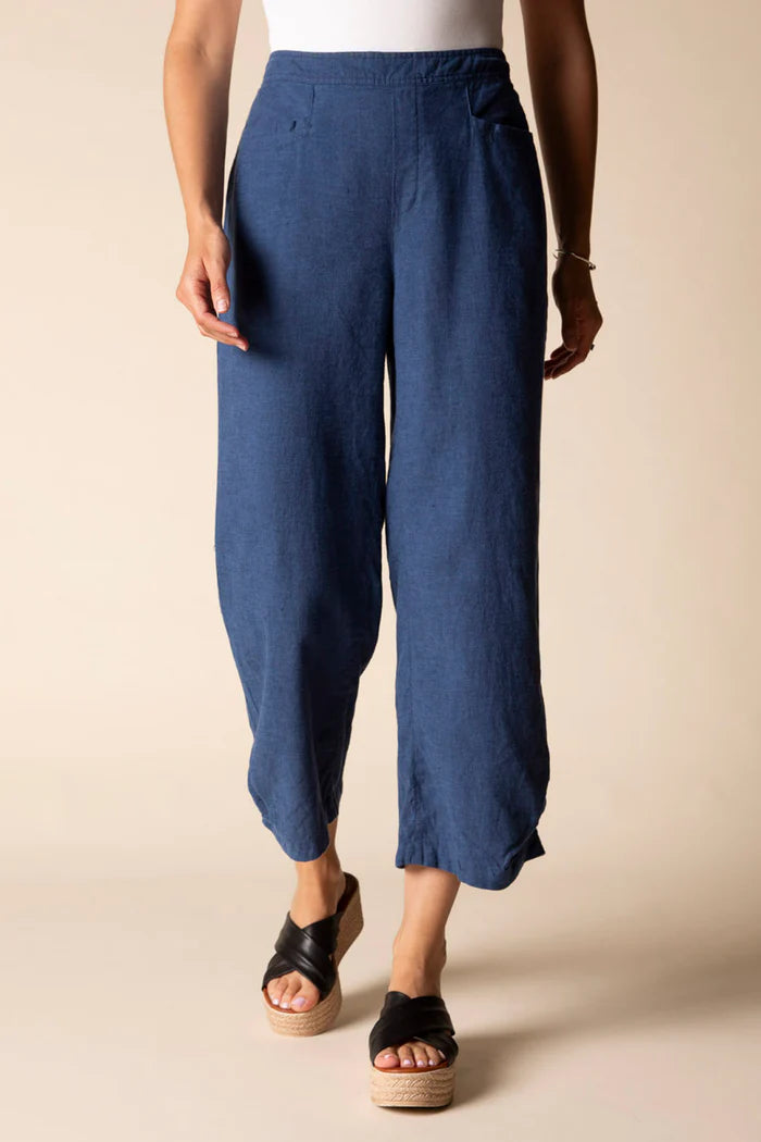Habitat Pleat Button Capri in Navy - Harper Greer