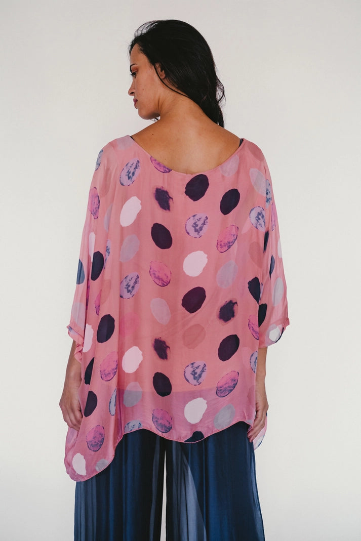 Silk Dot Top in Guava - Harper Greer