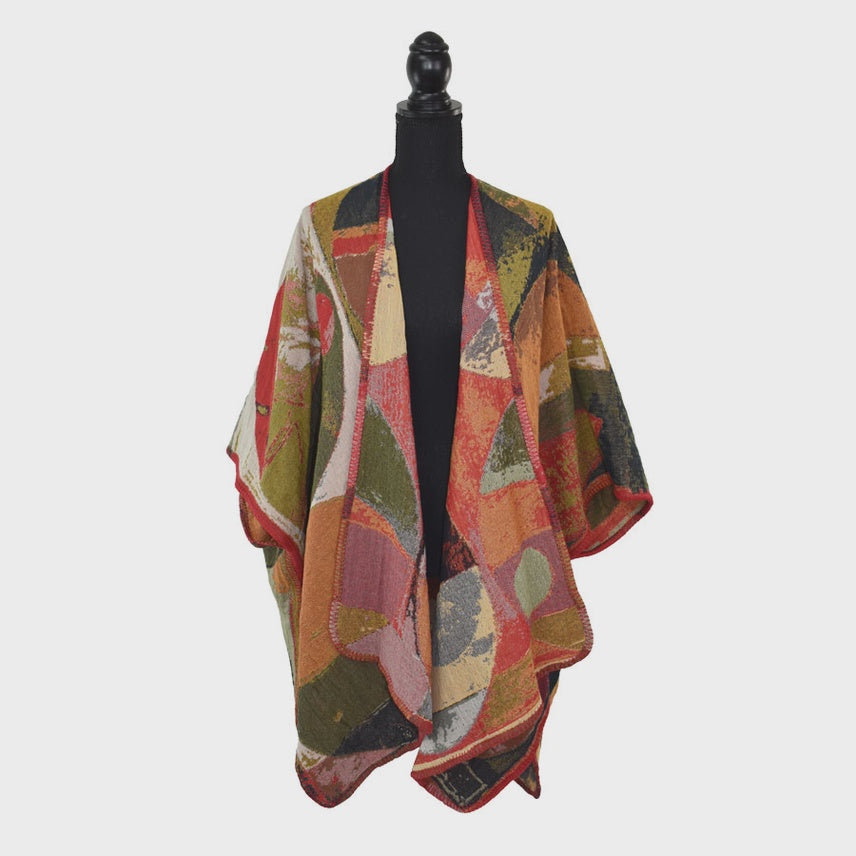 ALCOTT REVERSIBLE KIMONO WRAP IN GREEN/ORANGE - Harper Greer