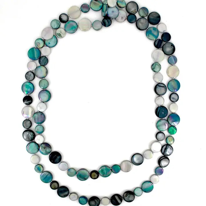 Sea Lily Mother Of Pearl Necklace in Turq/Grey/Black