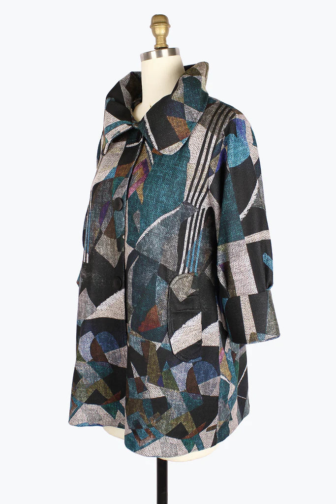 Damee Art Swing Coat in Teal