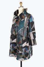 Damee Art Swing Coat in Teal