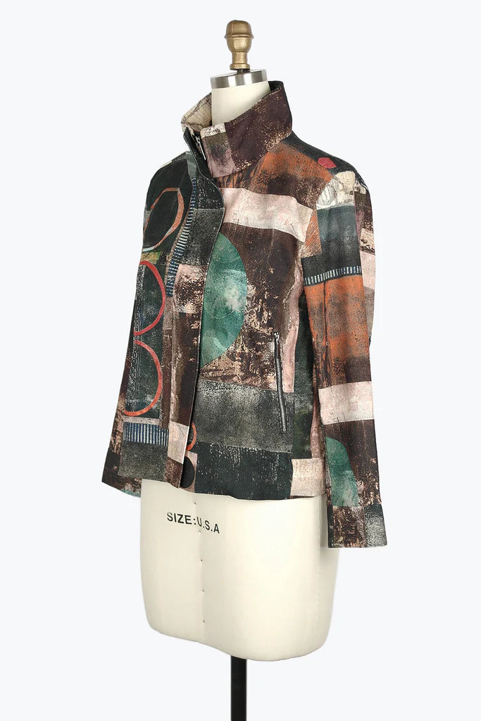 Damee Oil Painting Biker Jacket