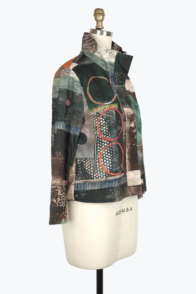 Damee Oil Painting Biker Jacket