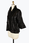 Damee Sequin Striped Short Jacket in Black