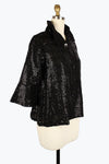 Damee Sequin Striped Short Jacket in Black