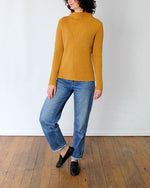 Beyond Thread Ribbed Turtleneck Pullover in Marigold