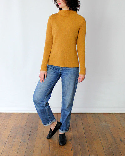 Beyond Thread Ribbed Turtleneck Pullover in Marigold