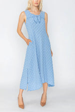 IC Collection Tie Front Dress in Blue