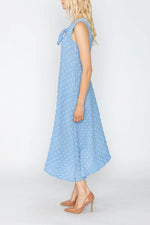 IC Collection Tie Front Dress in Blue