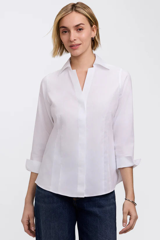 Foxcroft Taylor No Iron Pinpoint 3/4 Sleeve Shirt - Harper Greer