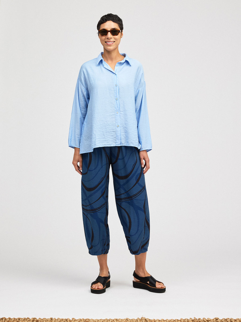 Cut Loose Swing Shirt in Bellflower Parachute Cloth - Harper Greer