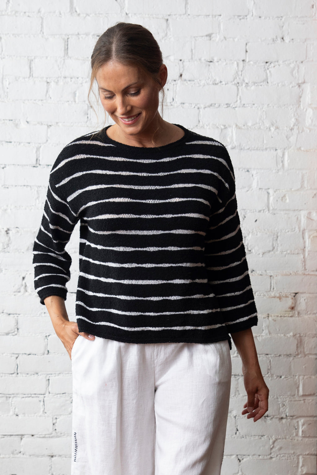 Olivia by Habitat Statements Wave Stripe Sweater in Black