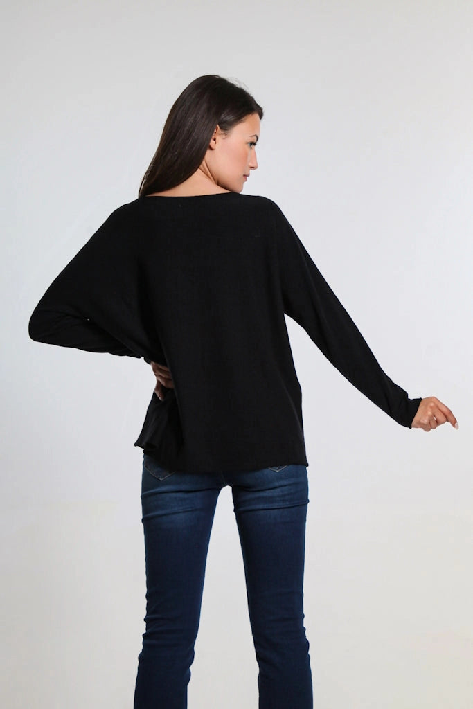 Tees by Tina Seriously Soft Jewel Neck Sweater in Black