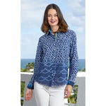 Dizzy Lizzie Cape Cod Blouse in Navy Ikat