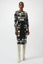 Joseph Ribkoff Jacquard Sweater Plaid Print Sheath Dress