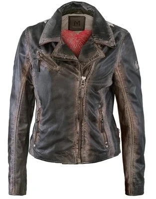 Mauritius Hearts Moto Leather Jacket in Black & Cognac