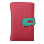 Midi Wallet with Cut Out Tab in Indian Pink/Turq