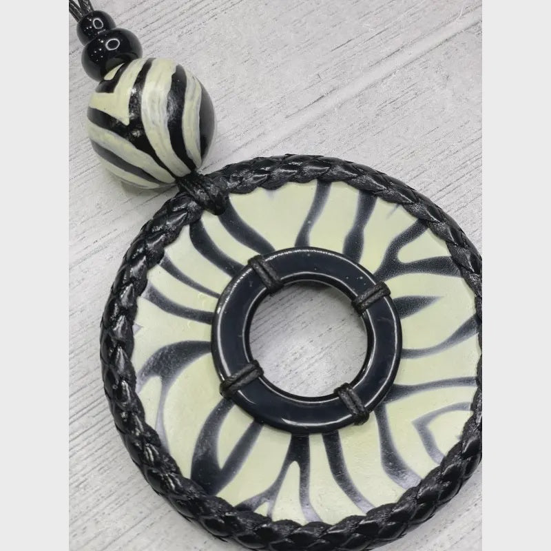 IVORY STRIPED PENDANT - Harper Greer