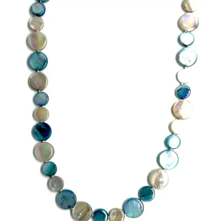 Sea Lily Mother Of Pearl Necklace in Turq/Taupe