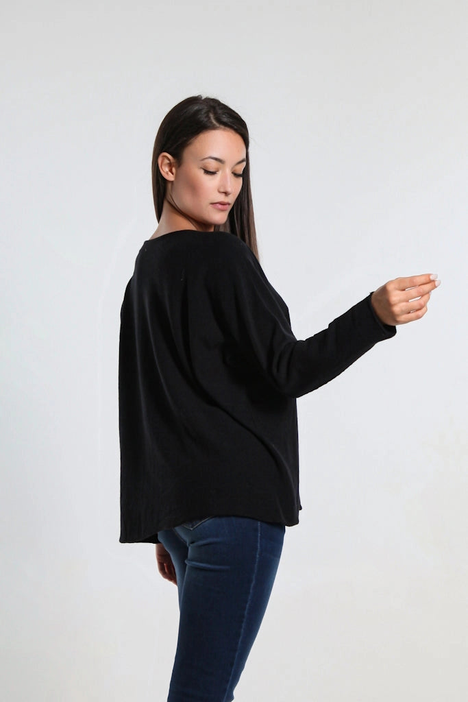 Tees by Tina Seriously Soft Jewel Neck Sweater in Black