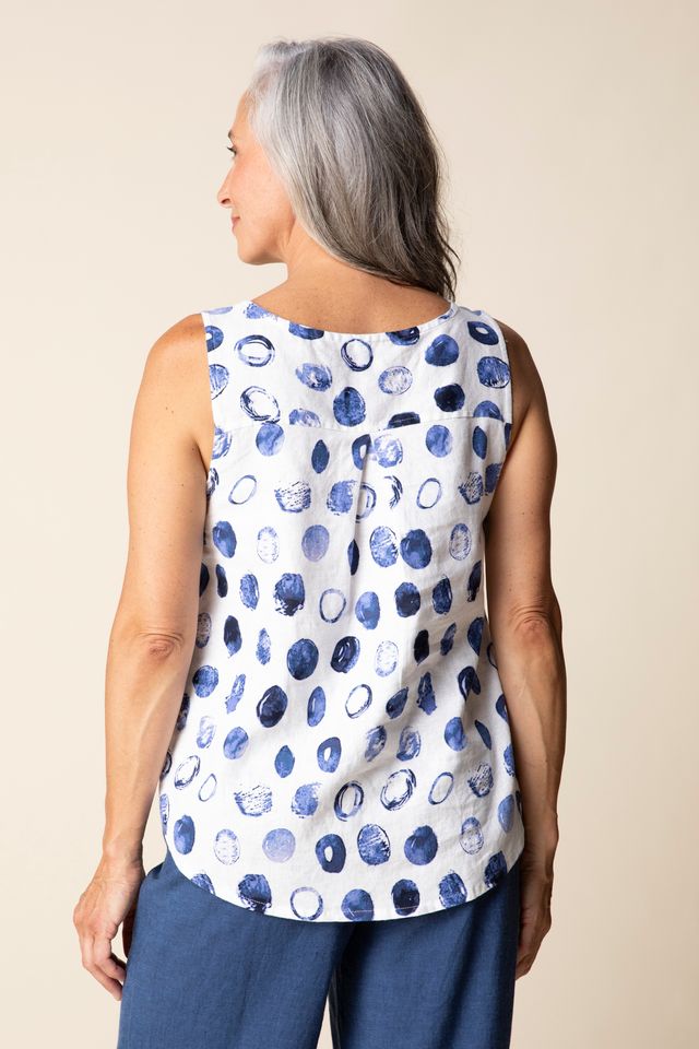 Habitat Line Dot Pleat Back Tank - Harper Greer