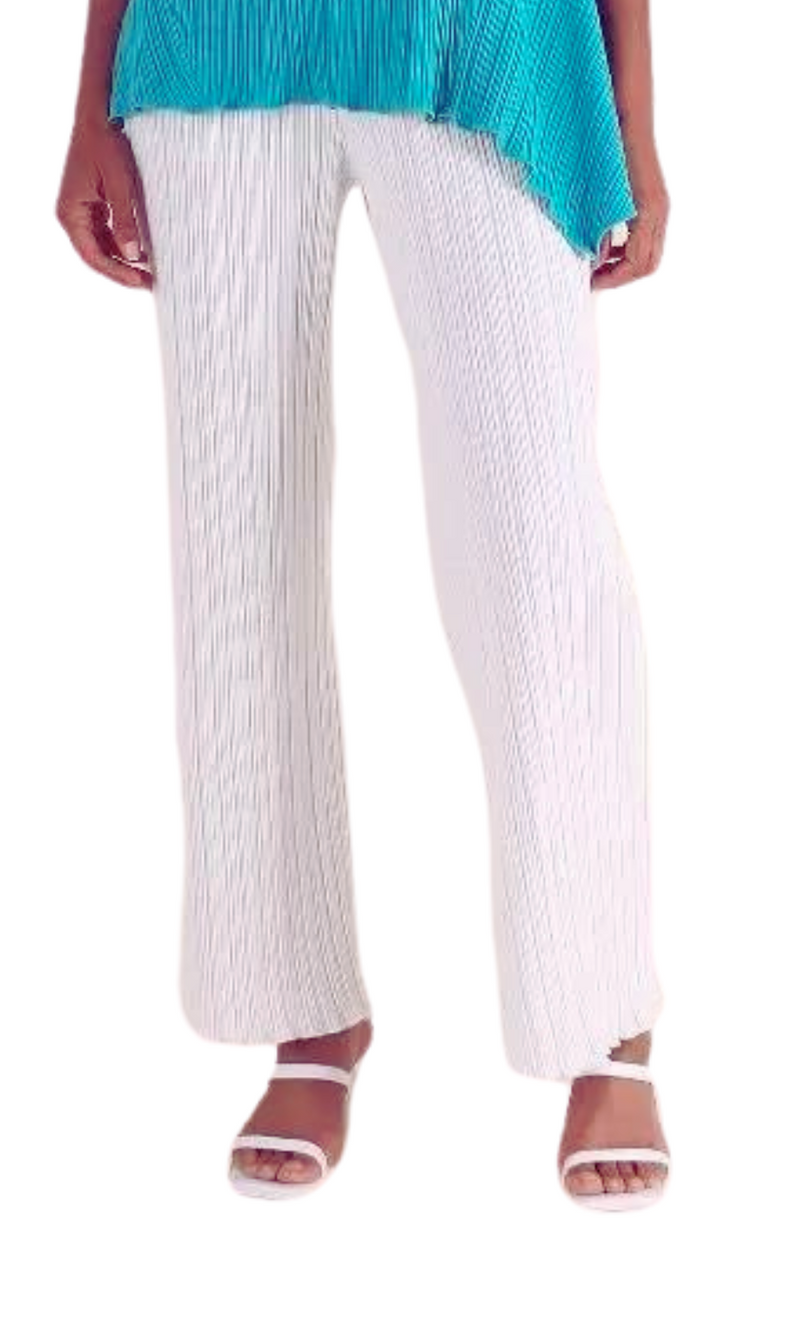 Fenini Pleat Knit Pant in White