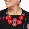 Sylca Leather Scarlet Blossoms Necklace