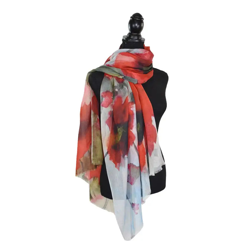 Dupatta Havelock Watercolor Poppy Scarf