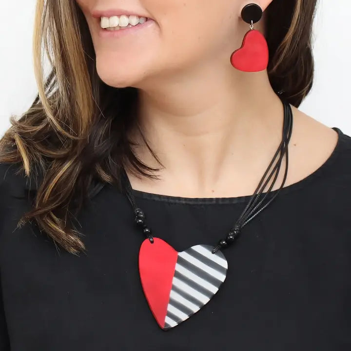 Red and Black Anastasia Heart Pendant