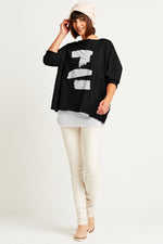 Planet Brushstroke Tee in Black & White