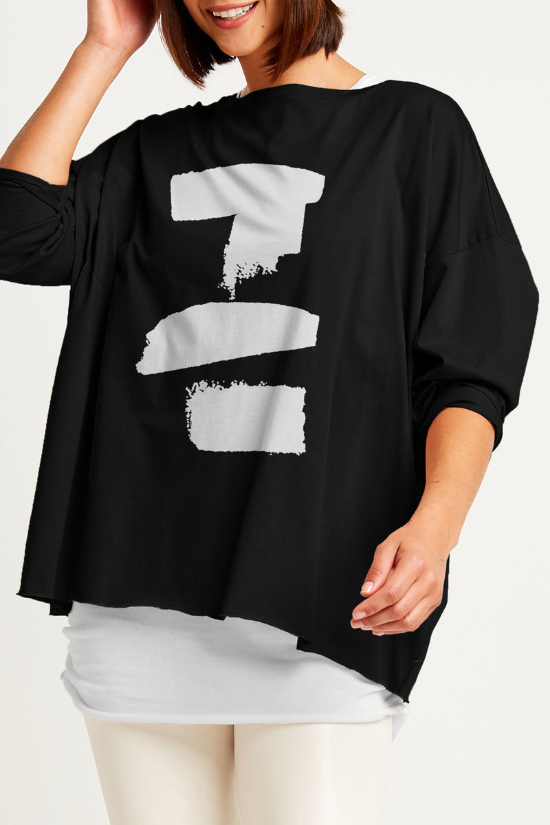 Planet Brushstroke Tee in Black & White