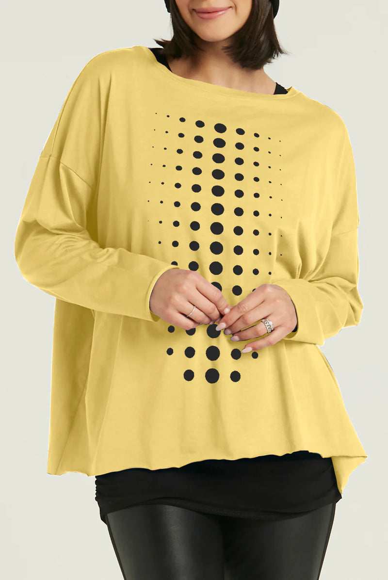 Planet Dot Dot Dot Boxy T in Chartreuse/Black