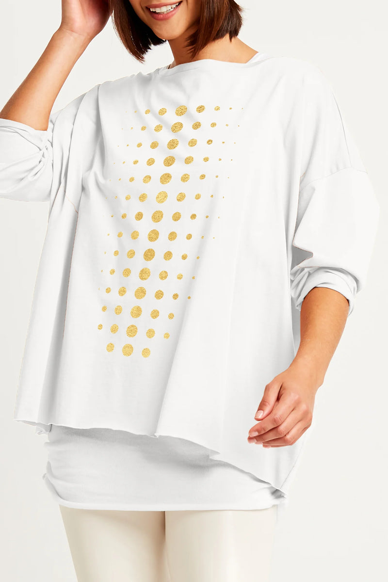 Planet Dot Dot Dot Boxy T in White/Gold