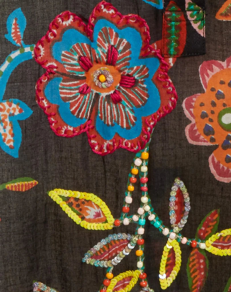 KikiSol Artisan Black Embroidered Tunic