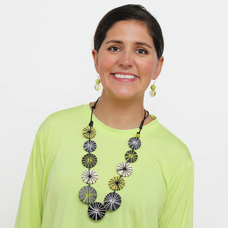 Sylca Valerie Necklace in Blk/Lime