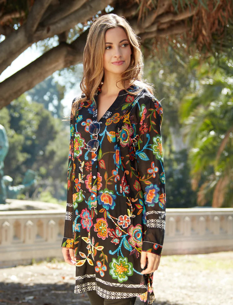 KikiSol Artisan Black Embroidered Tunic