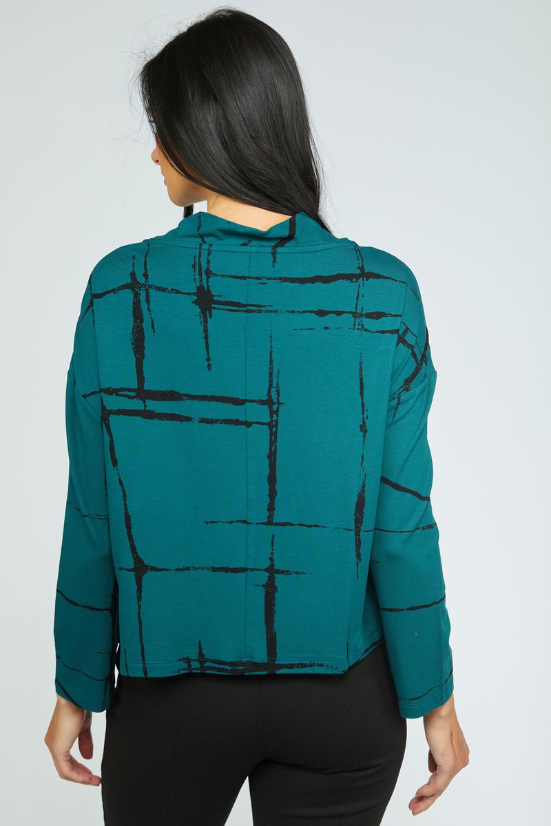 Olivia Arthouse Grid Effortless Pullover in Marine