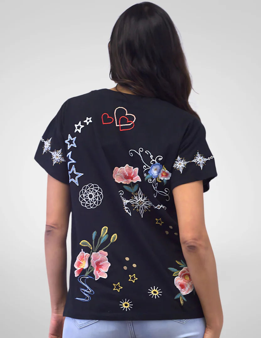 Caite & Kyla Luz Tee in Black - Harper Greer