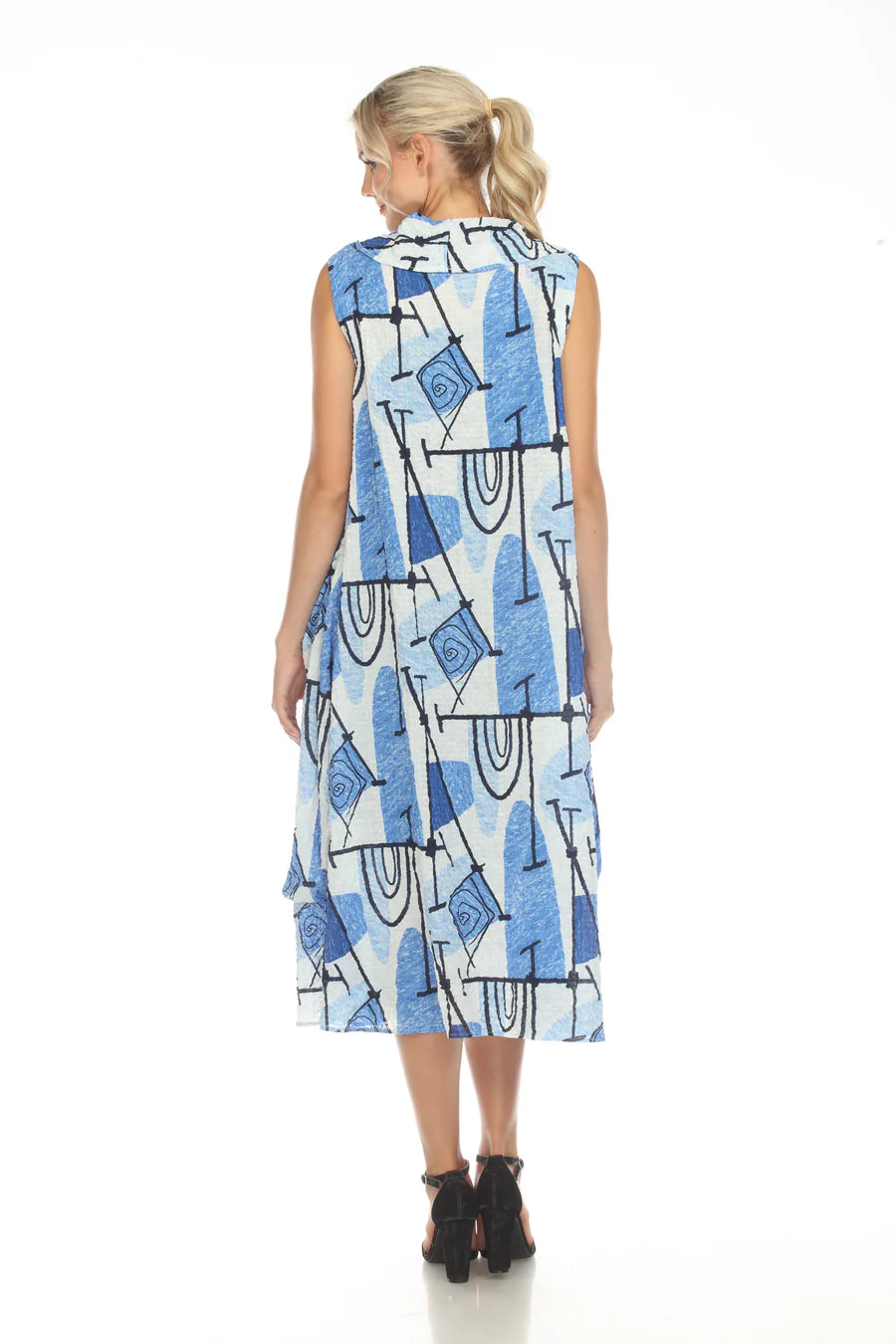 Moonlight Cowl Neck Dress in Blue 3700 - Harper Greer